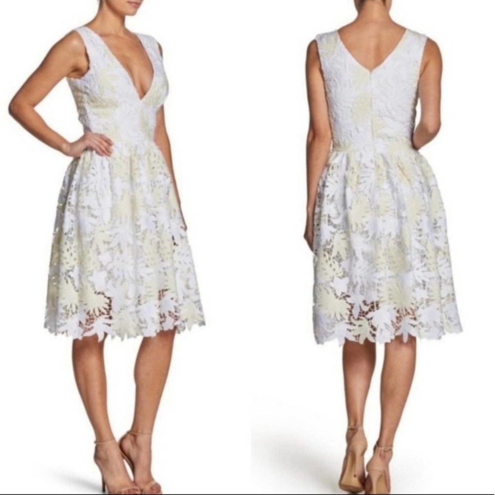 Dress The Population White Lace Crochet Dress Small